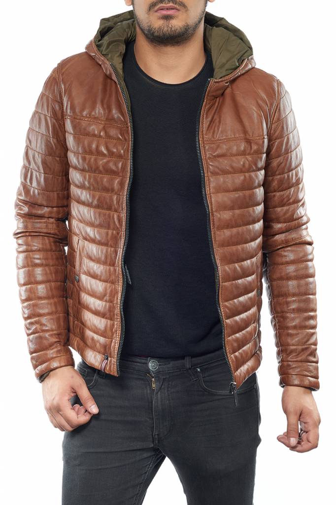 blouson cuir cognac modèle aurélien 3