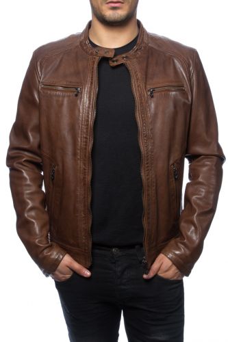 Blouson cuir agneau Daytona Scaroni bison.
