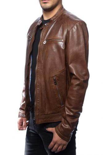 Blouson cuir agneau Daytona Scaroni bison.
