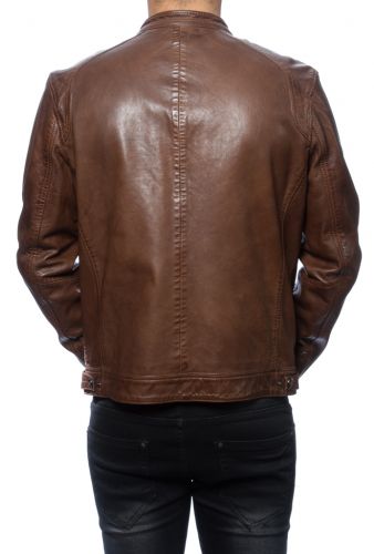 Blouson cuir agneau Daytona Scaroni bison.