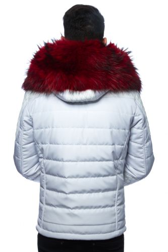 Blouson Homme Horspist Carlton blanc Col rouge.