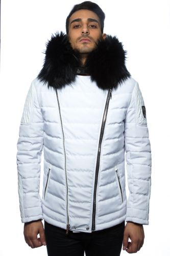 Blouson Horspist Carlton blanc col noir.