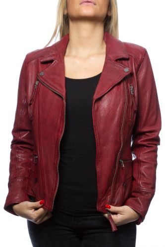 Perfecto cuir femme Oakwood Camera rouge.