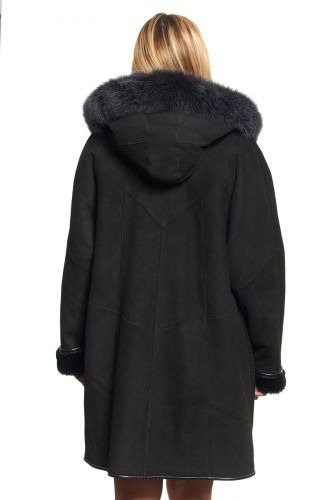 Manteau peau lainée Giovanni Marina noir.