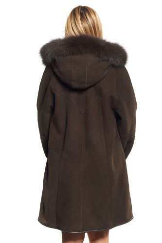Manteau peau lainée Giovanni Marina marron.