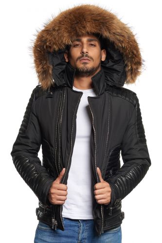Blouson Horspist Martinez noir col naturel.