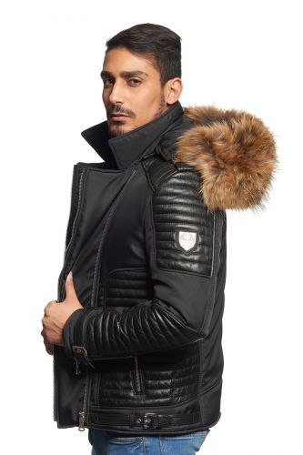 Blouson Horspist Martinez noir col naturel.