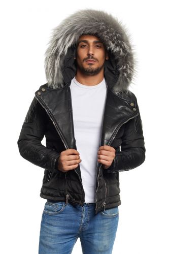 Blouson Horspist Carlton Noir col gris.