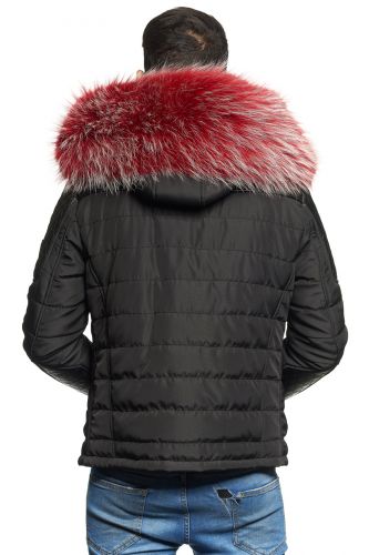 Blouson  Horspist Carlton Noir col rouge clair.
