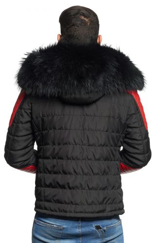 Blouson Homme Horspist Carlton Noir / Rouge col noir. 