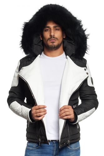 Blouson Homme Horspist Carlton Noir / Blanc Col Noir.