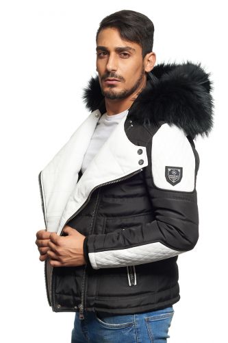 Blouson Homme Horspist Carlton Noir / Blanc Col Noir.