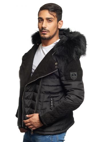 Blouson Horspist Carlton Noir/Daim col noir. 