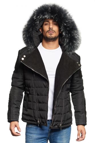 Blouson Horspist Carlton Noir/Daim col Argenté. 
