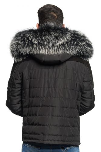 Blouson Horspist Carlton Noir/Daim col Argenté. 