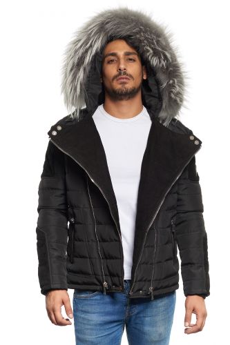 Blouson Horspist Carlton Noir/Daim col gris.