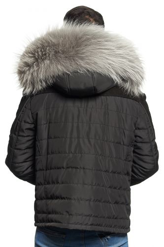 Blouson Horspist Carlton Noir/Daim col gris.