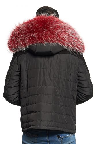 Blouson Horspist Carlton Noir/Daim col rouge clair.