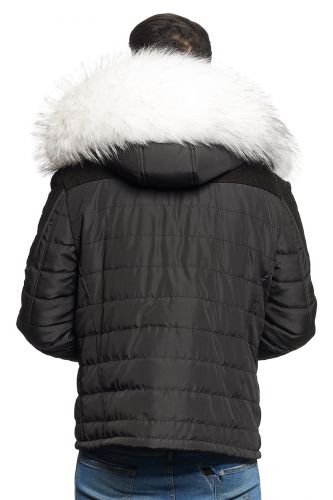 Blouson Horspist Carlton Noir/Daim col blanc.
