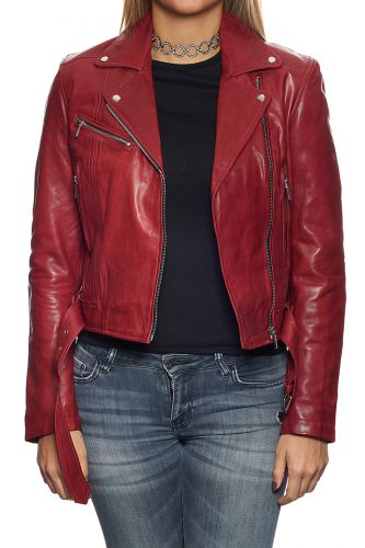 blouson cuir rouge
