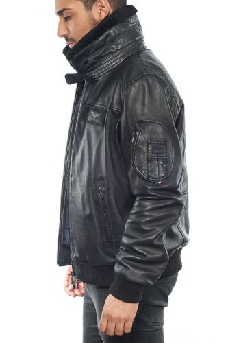 BLOUSON CUIR  RAFAL ICON NOIR