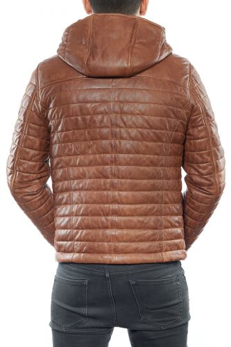 blouson cuir marron