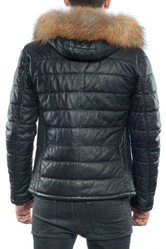 blouson cuir capuche
