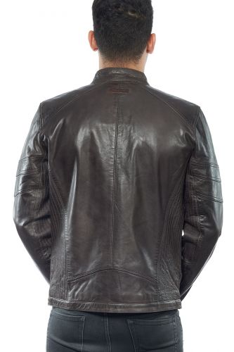 blouson cuir marron