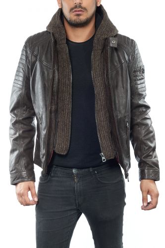blouson cuir homme marron