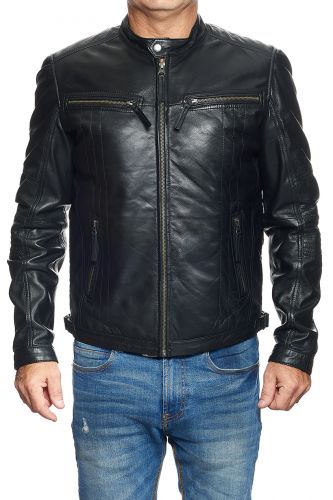 blouson cuir homme giovanni bike noir