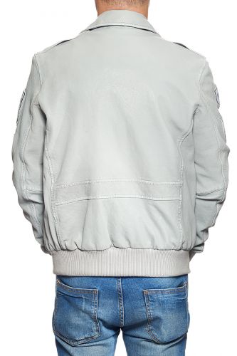 blouson cuir gris