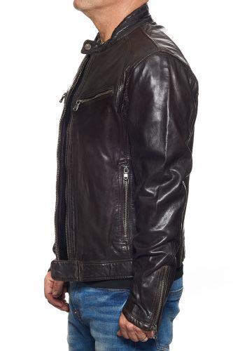 blouson cuir col motard
