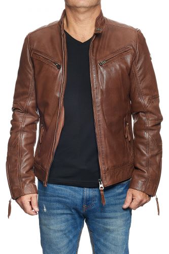blouson cuir cognac