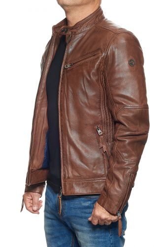 blouson cuir col motard