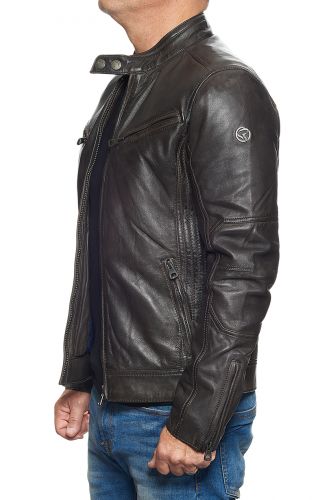 Blouson Cuir Redskins Lynch Marron.
