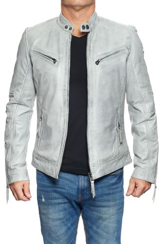 blouson cuir gris ciment