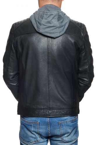 blouson cuir capuche 