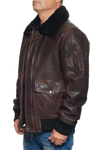 blouson cuir col fourrure amovible