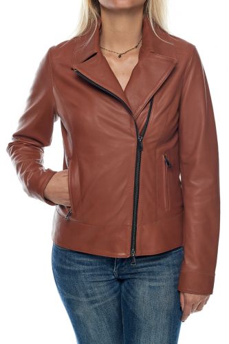 Blouson cuir femme Oakwood Seal whisky.