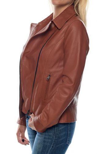 Blouson cuir femme Oakwood Seal whisky.
