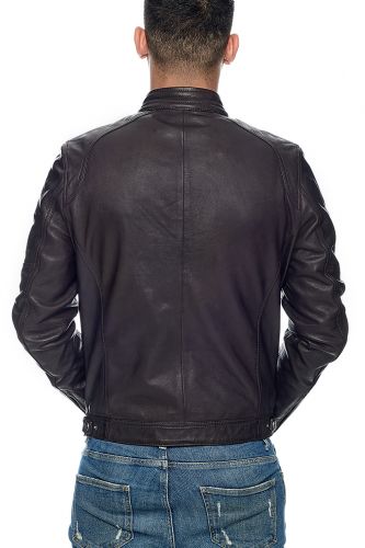blouson cuir col motard