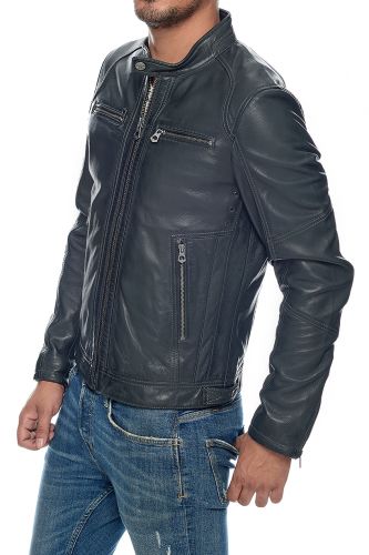 blouson cuir col motard