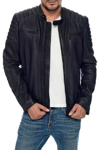 Blouson cuir agneau premium DAYTONA Marwin noir.