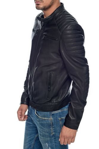 Blouson cuir agneau premium DAYTONA Marwin noir.