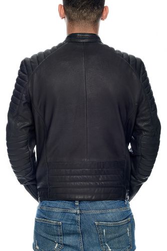 Blouson cuir agneau premium DAYTONA Marwin noir.