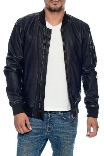 Blouson cuir agneau lamb castel Daytona Jeto noir