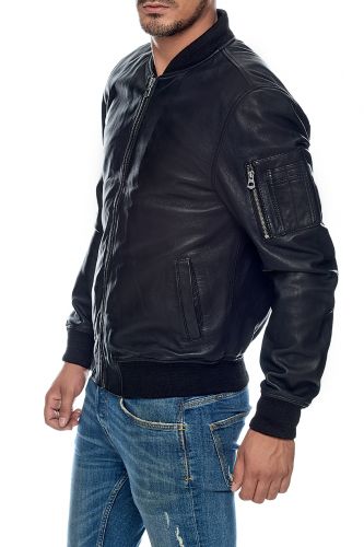 Blouson cuir agneau lamb castel Daytona Jeto noir