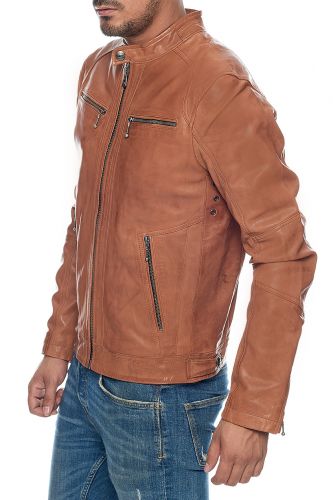 Blouson cuir Lamb castel Daytona Emerson camel