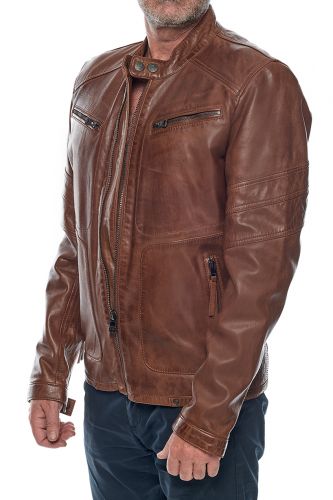 Blouson Cuir Redskins Homme Leeron Mojito Cognac.