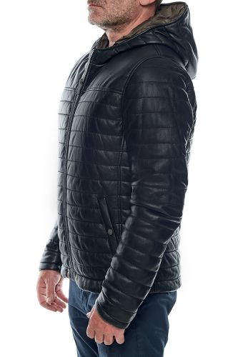 doudoune cuir avec capuche 